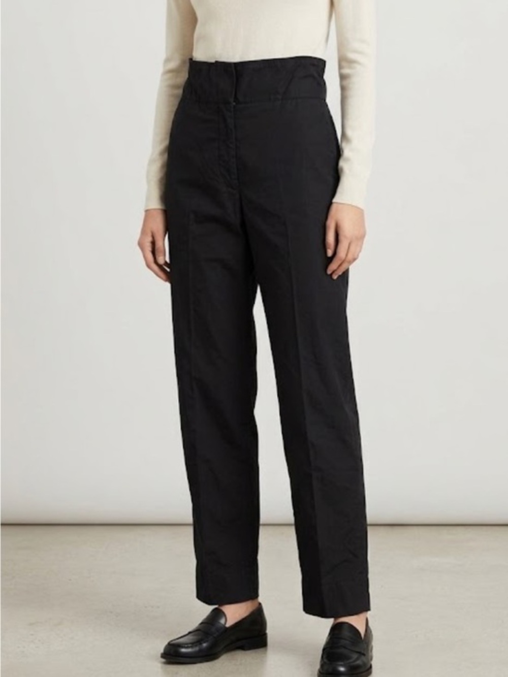 🐠Prada high waist paper bag trouser pants black medium cotton